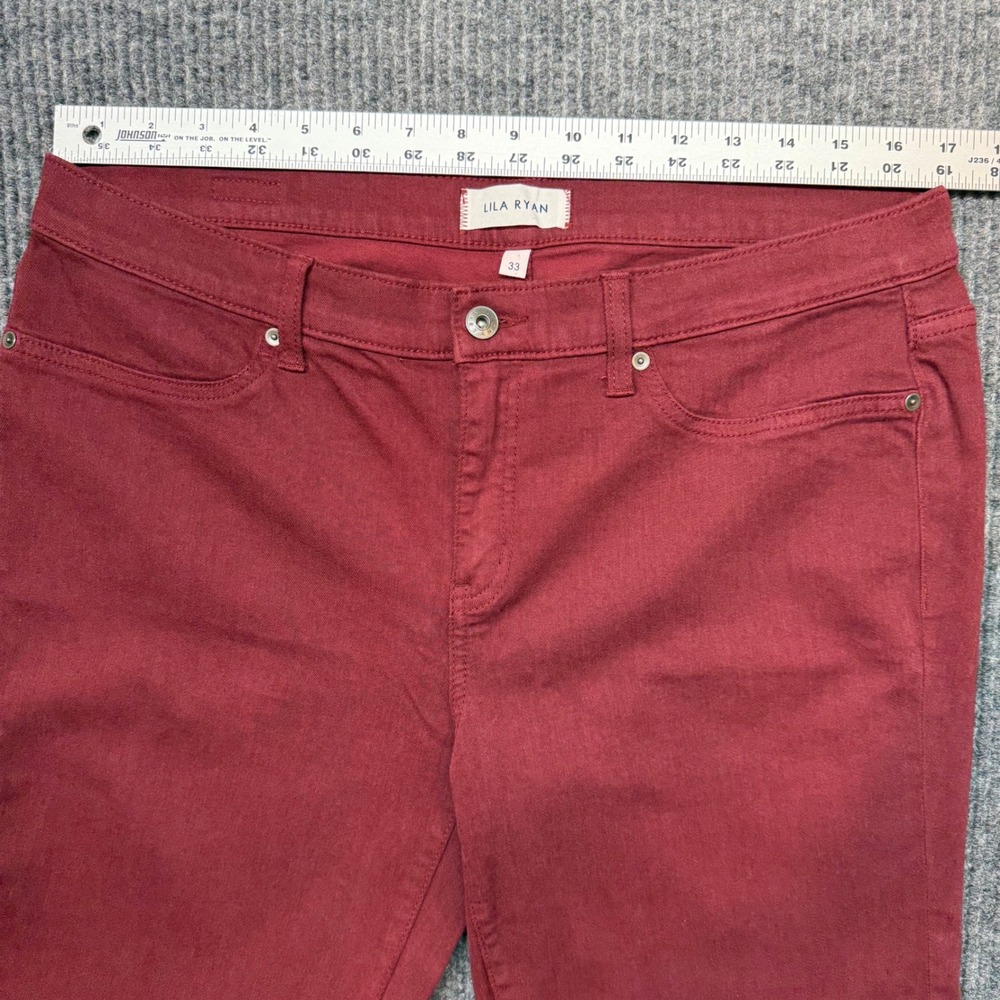 Lila Ryan Red Stretch Ankle Jeans Size 33 Slim Fit Casual Color‎ Pop Trendy - Picture 6 of 10